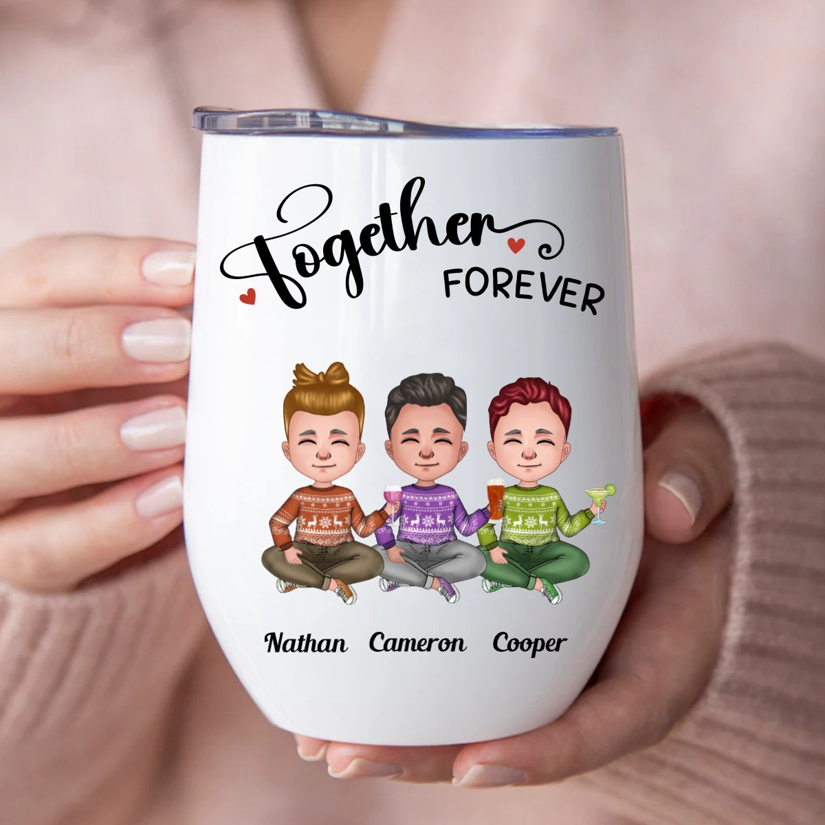 Family - Together Forever - Personalized Wine Tumbler - Makezbright Gifts