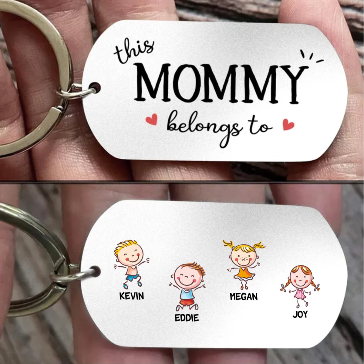 Family - Up to 7 Kids - This MOMMY Belongs To - Personalized Keychain - Makezbright Gifts