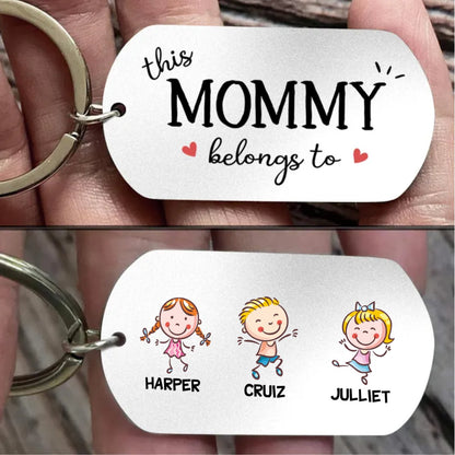 Family - Up to 7 Kids - This MOMMY Belongs To - Personalized Keychain - Makezbright Gifts