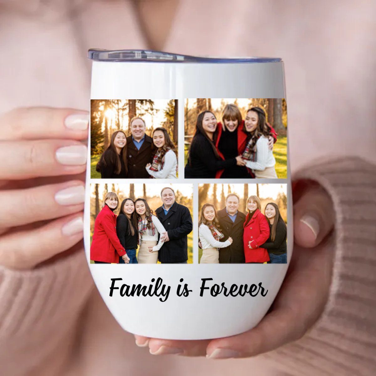 Family - We Are Always Together - Personalized Wine Tumbler - Makezbright Gifts