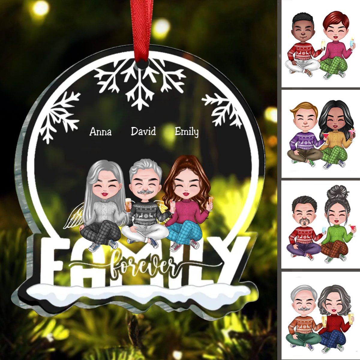 Family - We Are Family Forever - Personalized Christmas Transparent Ornament (TB) - Makezbright Gifts