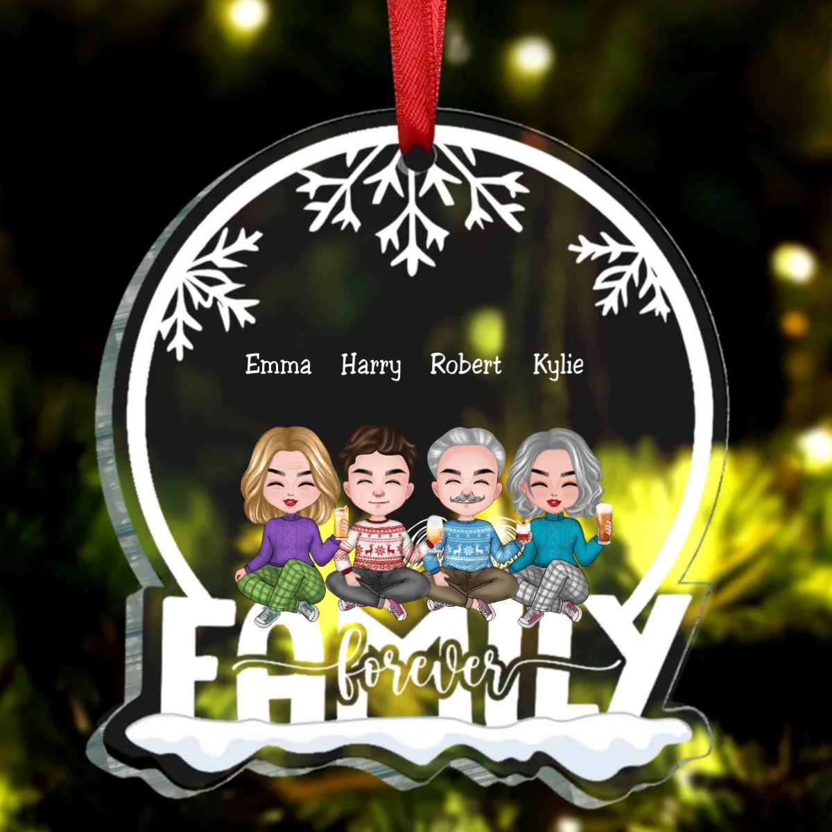 Family - We Are Family Forever - Personalized Christmas Transparent Ornament (TB) - Makezbright Gifts