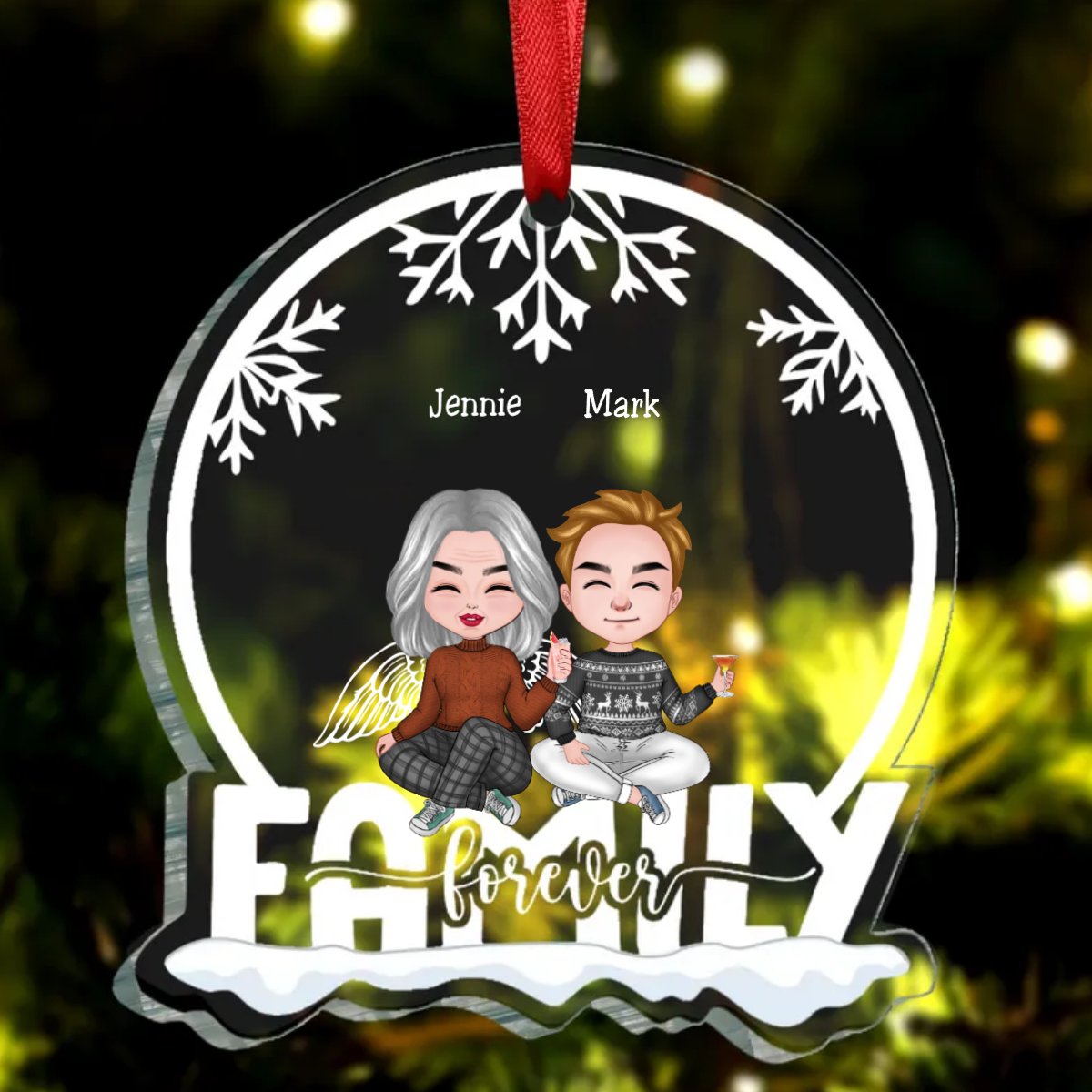 Family - We Are Family Forever - Personalized Christmas Transparent Ornament (TB) - Makezbright Gifts