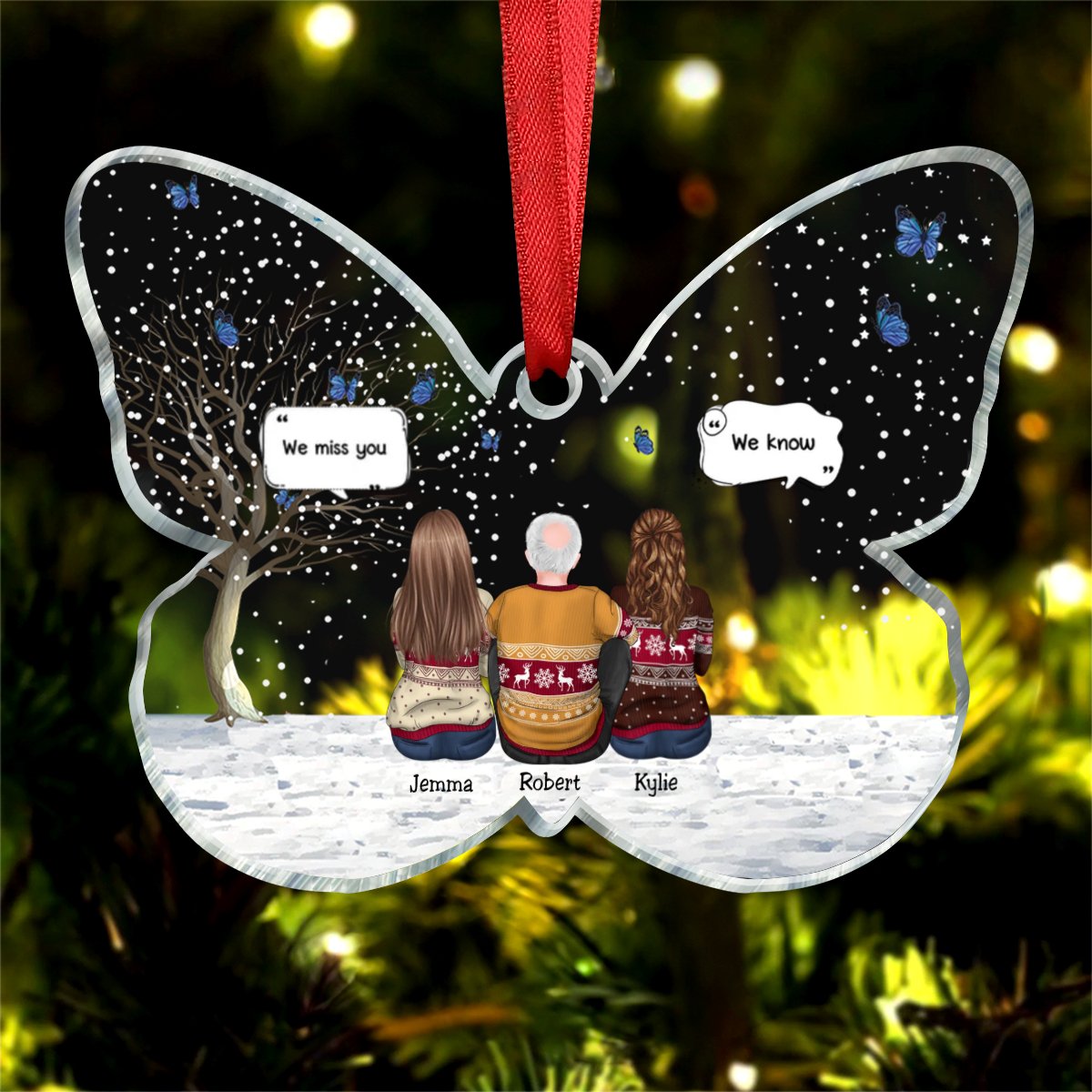 Family - We Miss You - Personalized Butterfly Acrylic Ornament - Makezbright Gifts