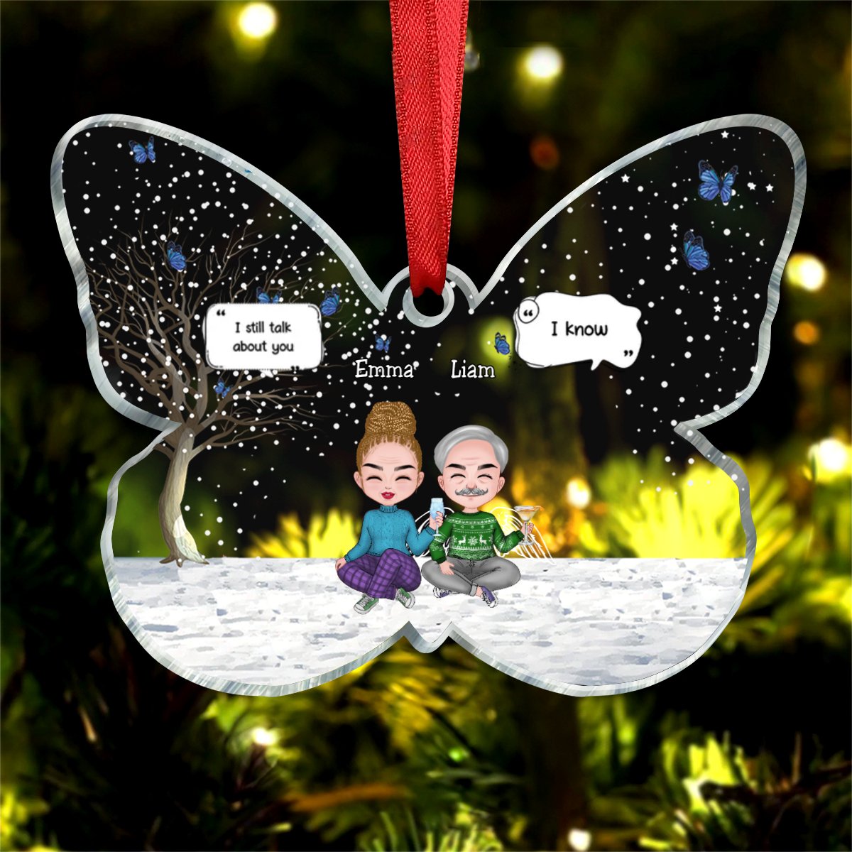 Family - We Miss You - Personalized Butterfly Acrylic Ornament (NM) - Makezbright Gifts