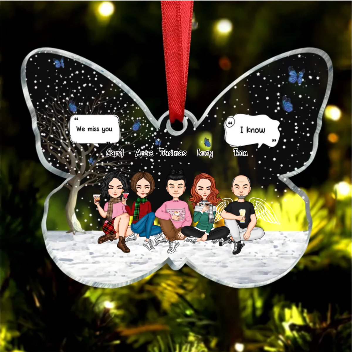 Family - We Miss You - Personalized Butterfly Ornament - Makezbright Gifts