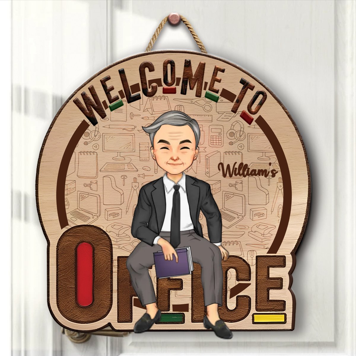 Family - Welcome To My Office - Personalized Shaped Wood Sign - Makezbright Gifts