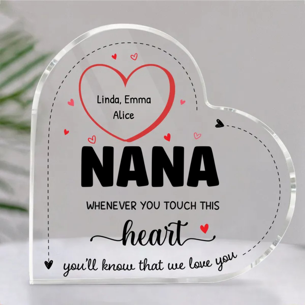 Family - Whenever You Touch This Heart Grandma - Personalized Acrylic Plaque - Makezbright Gifts