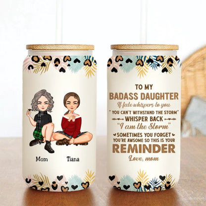 Family - Whisper Back I Am The Storm - Personalize Glass Can (L) - Makezbright Gifts