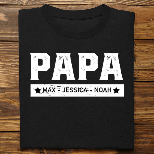 Family - With Kids Names Custom Papa - Personalized Unisex T - shirt - Makezbright Gifts