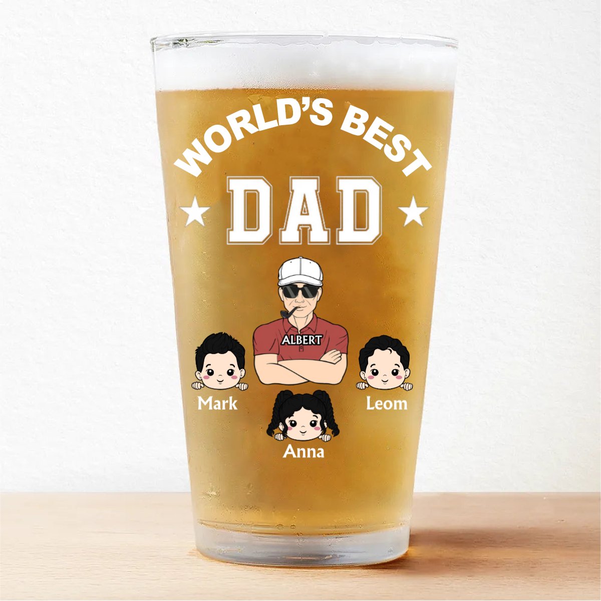 Family - World's Best Dad Grandpa - Personalized Pint Glass (TB) - Makezbright Gifts