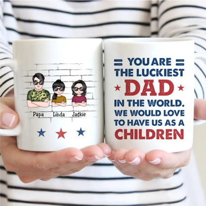 Family - You Are The Luckiest Dad - Personalized Mug - Makezbright Gifts