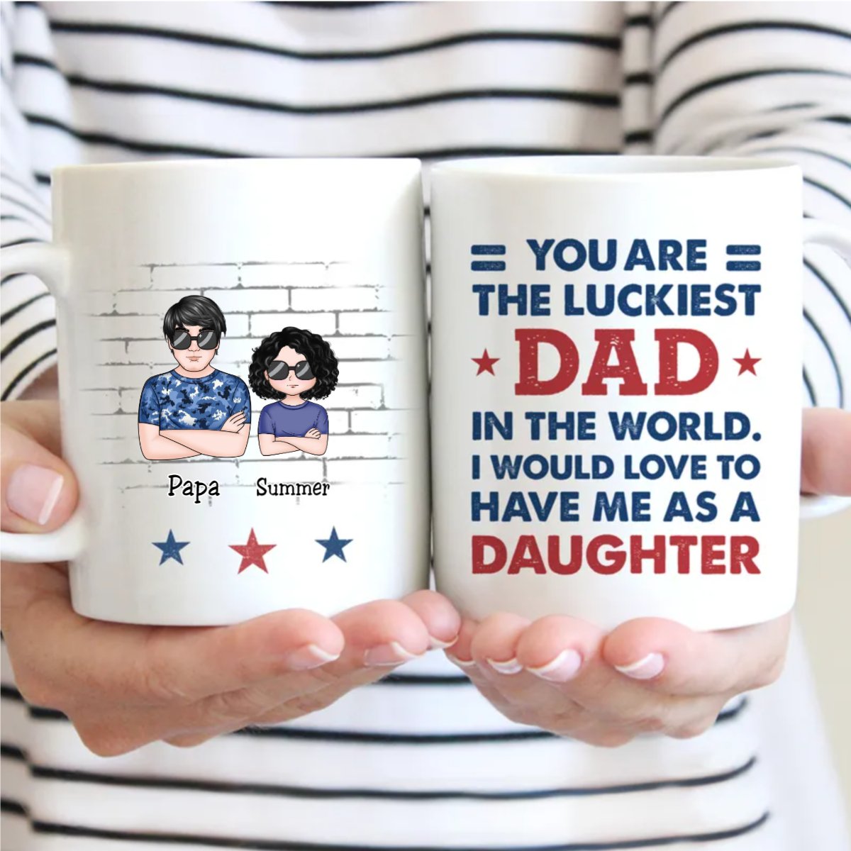 Family - You Are The Luckiest Dad - Personalized Mug - Makezbright Gifts