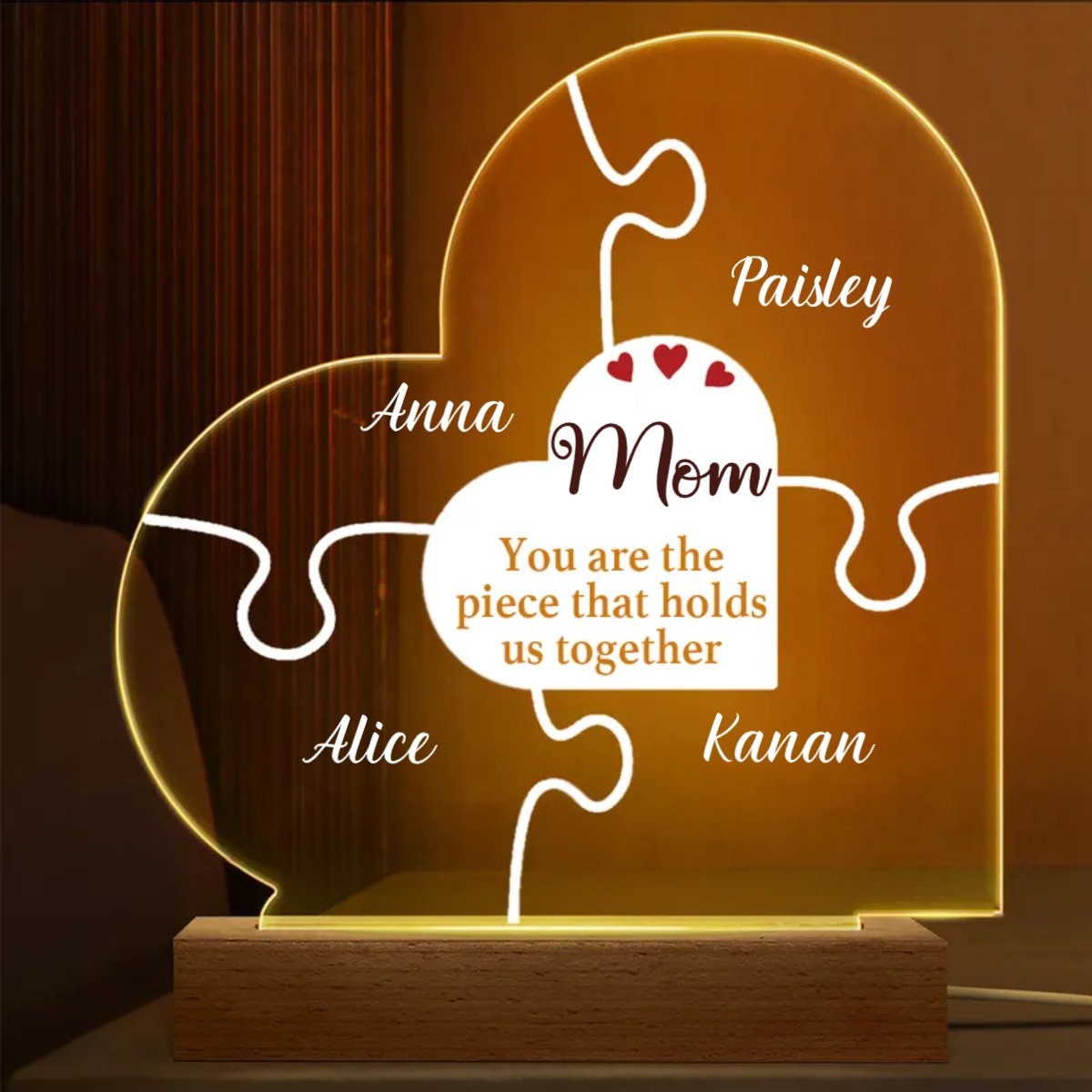 Family - You Are The Piece That Holds Us Together - Personalized Plaque LED Lamp Night Light(BU) - Makezbright Gifts