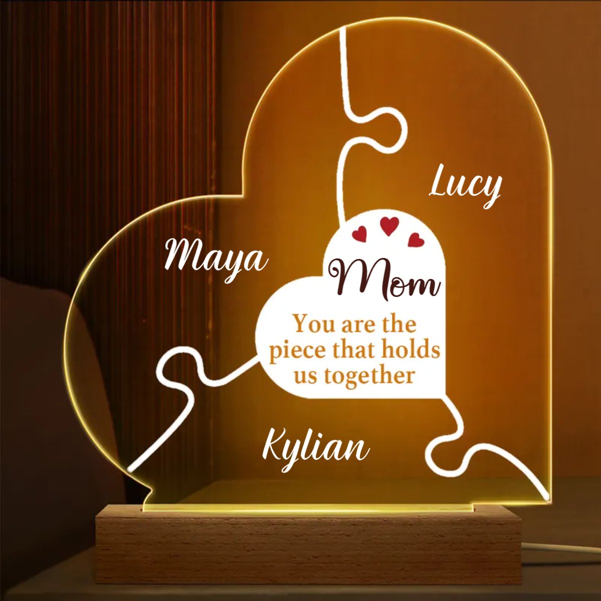 Family - You Are The Piece That Holds Us Together - Personalized Plaque LED Lamp Night Light(BU) - Makezbright Gifts