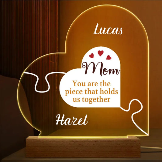 Family - You Are The Piece That Holds Us Together - Personalized Plaque LED Lamp Night Light(BU) - Makezbright Gifts