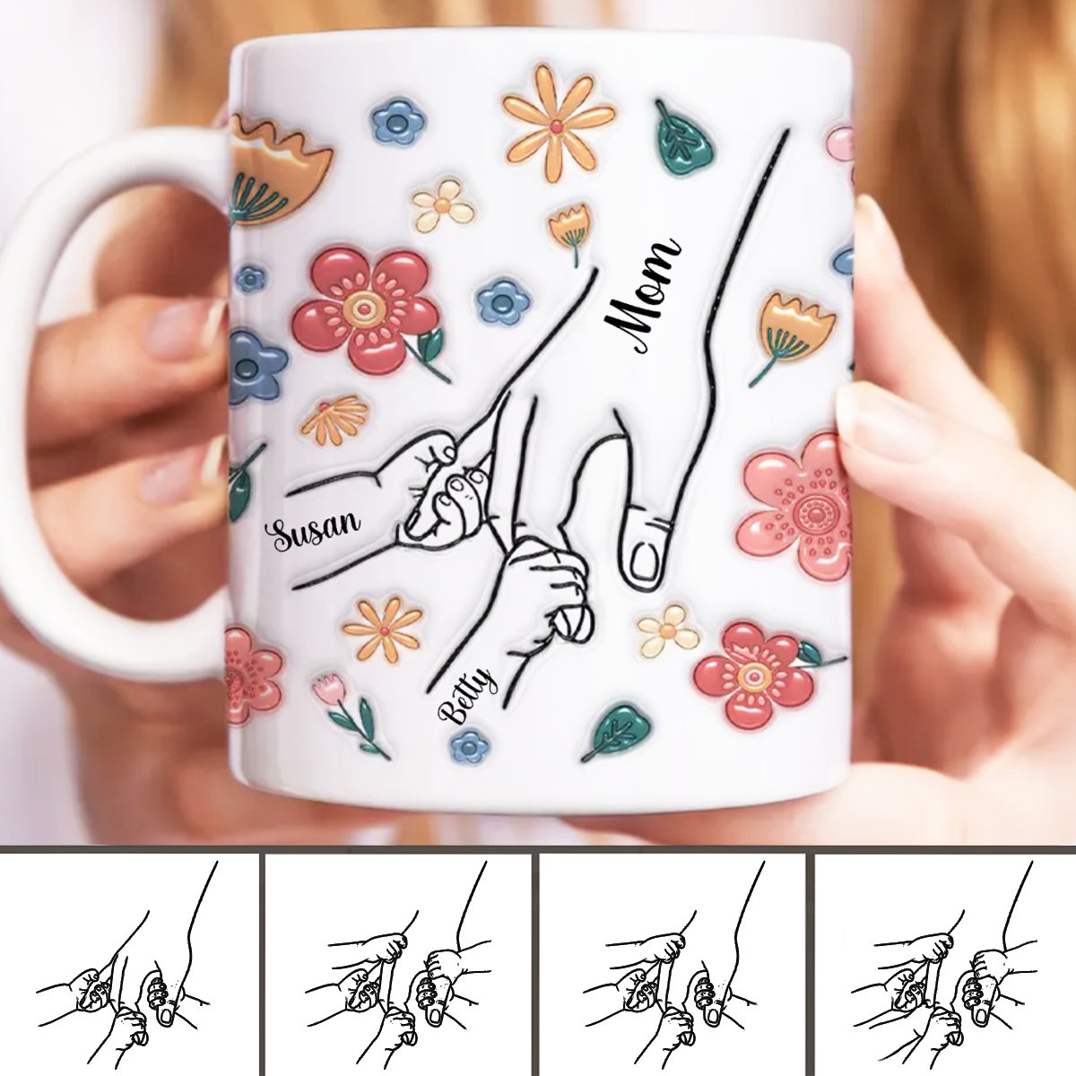 Discover Family - You Hold Our Hands, Also Our Hearts - Personalized 3D Inflated Effect Printed Mug