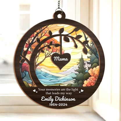 Family - Your Memories Are The Light That Leads My Way - Personalized Window Hanging Suncatcher Ornament - Makezbright Gifts