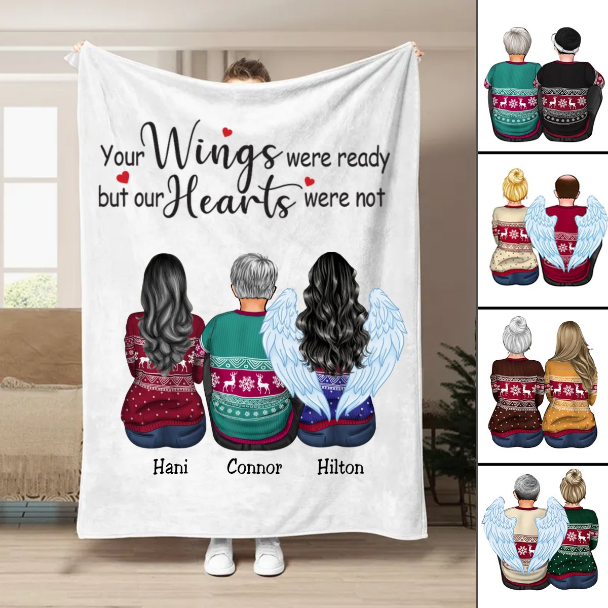 Family - Your Wings Were Ready But Our Hearts Were Not - Personalized Blanket (AA) - Makezbright Gifts