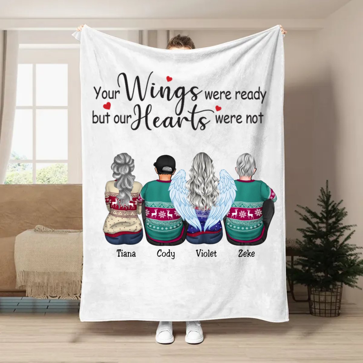 Family - Your Wings Were Ready But Our Hearts Were Not - Personalized Blanket (AA) - Makezbright Gifts