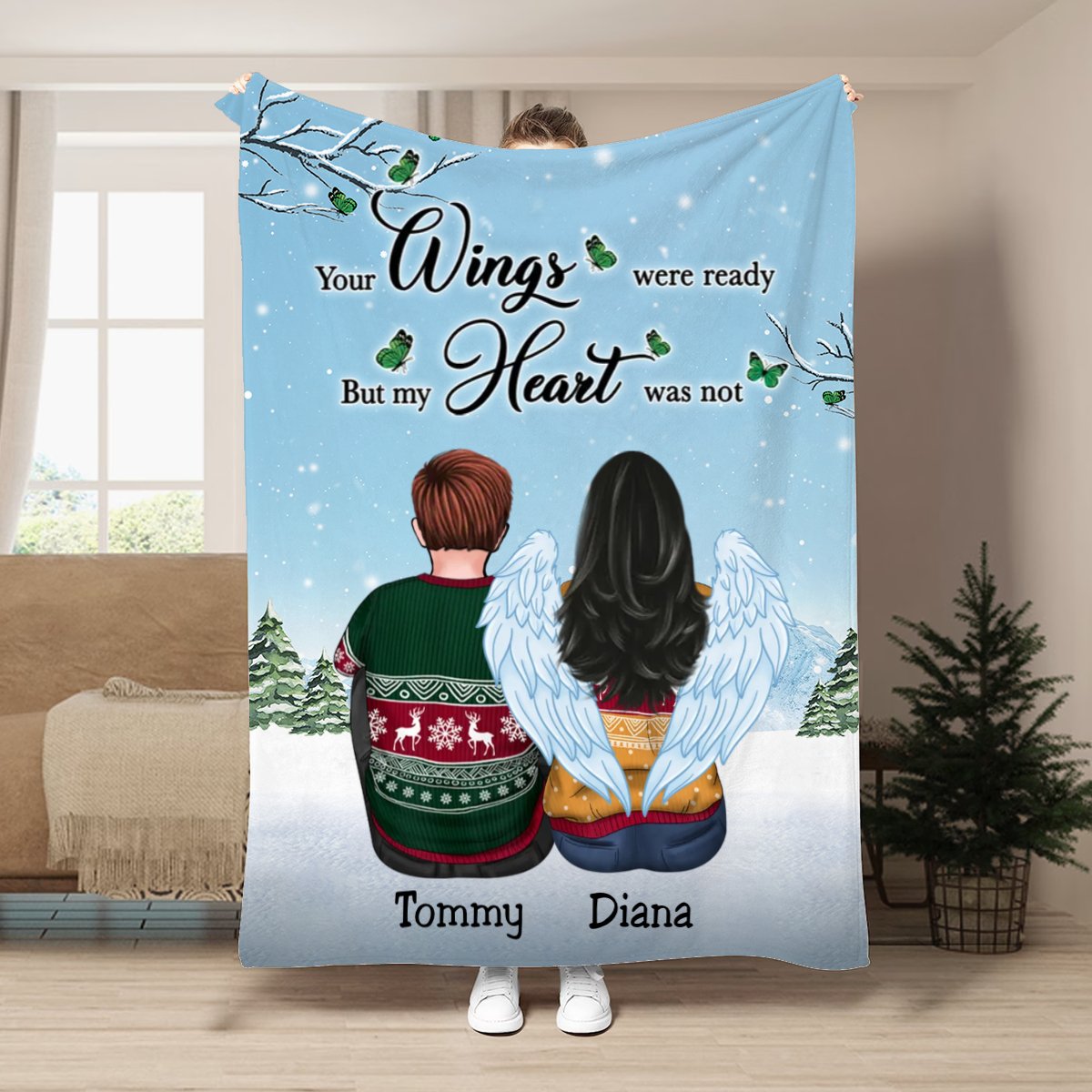 Family - Your Wings Were Ready But Our Hearts Were Not - Personalized Blanket (QH) - Makezbright Gifts