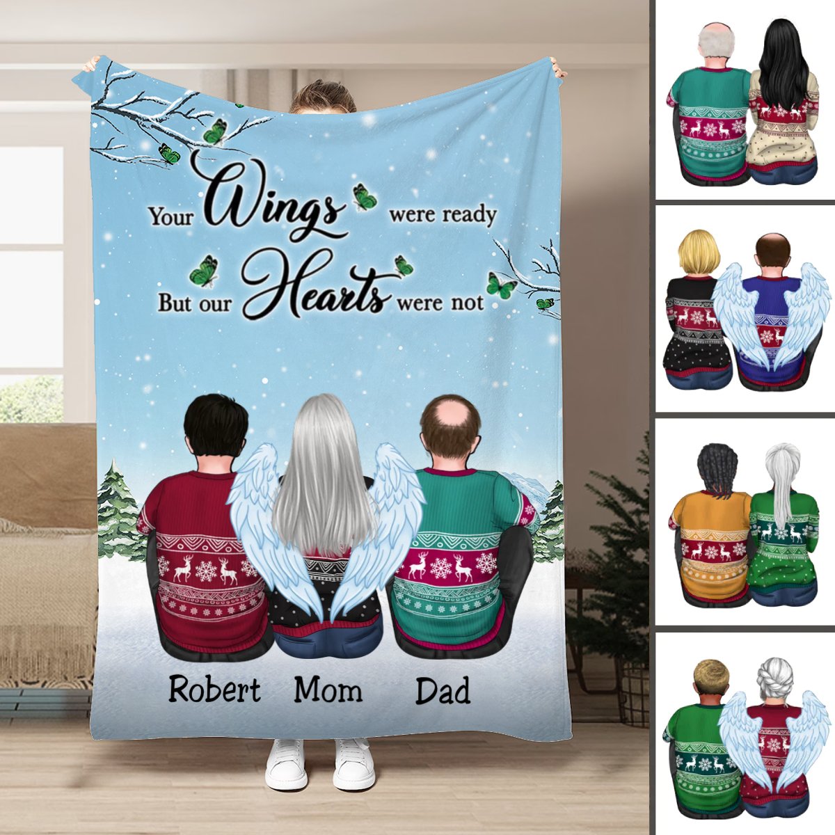 Family - Your Wings Were Ready But Our Hearts Were Not - Personalized Blanket (QH) - Makezbright Gifts