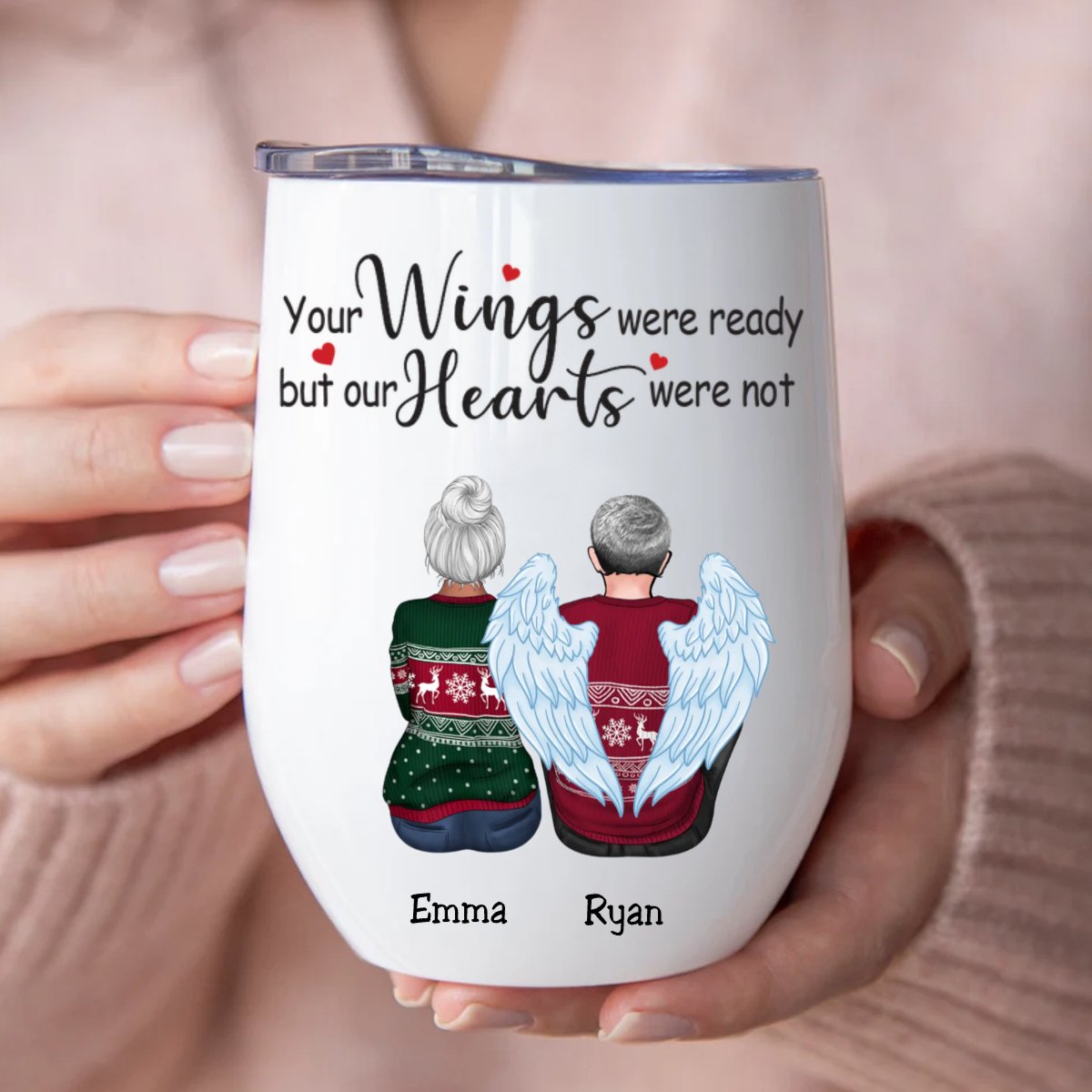 Family - Your Wings Were Ready But Our Hearts Were Not - Personalized Wine Tumbler (AA) - Makezbright Gifts