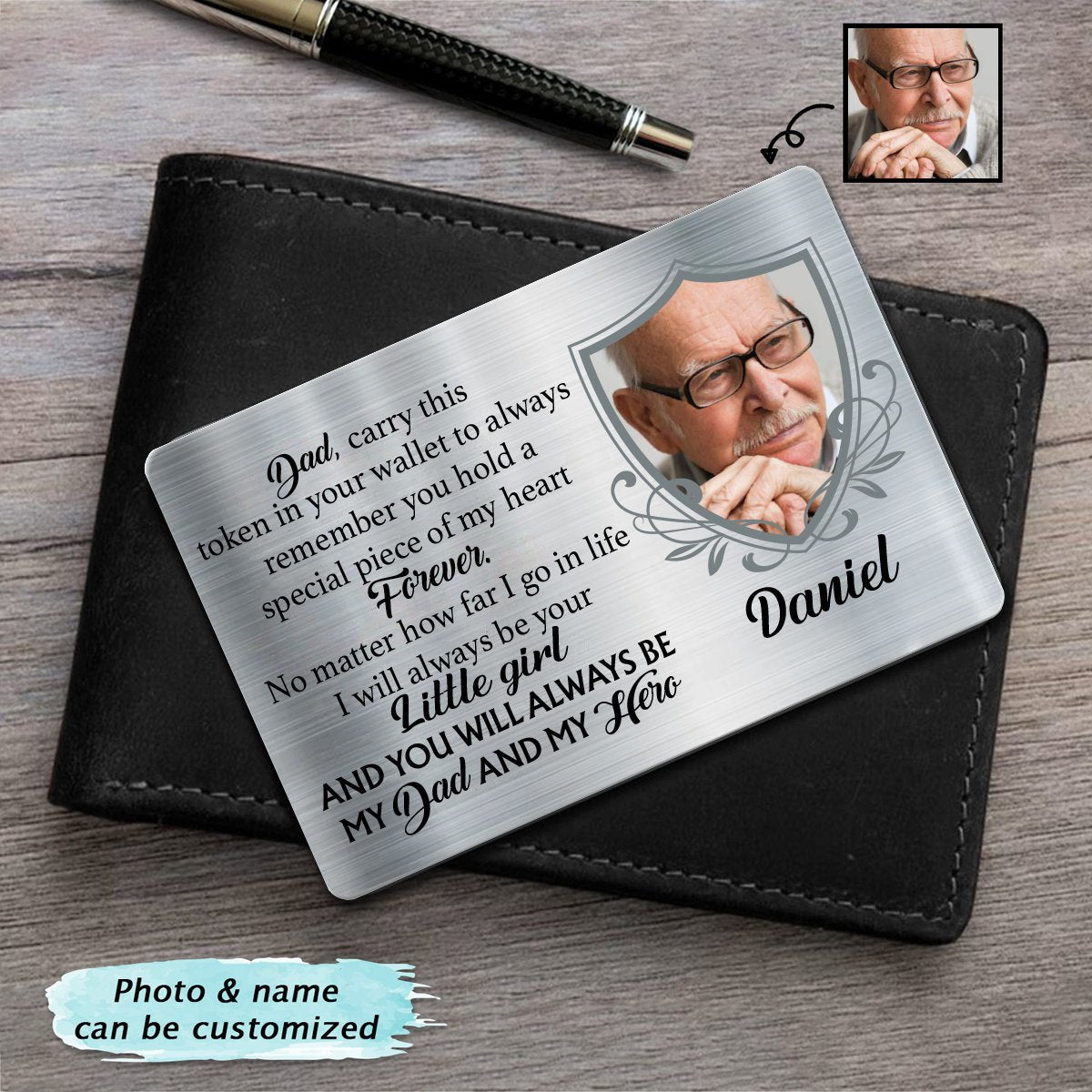 Father - Custom Photo Carry This Token In Your Wallet - Personalized Custom Aluminum Wallet Card - Makezbright Gifts