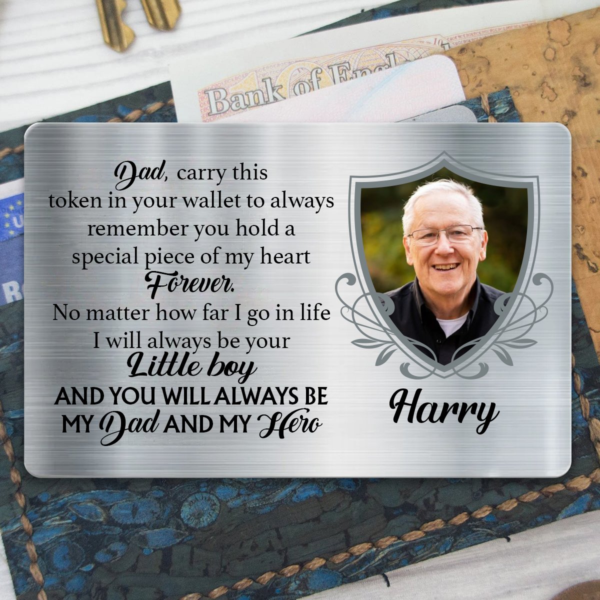 Father - Custom Photo Carry This Token In Your Wallet - Personalized Custom Aluminum Wallet Card - Makezbright Gifts