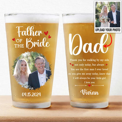 Father - Custom Photo Father Of The Bride - Personalized Pint Glass - Makezbright Gifts