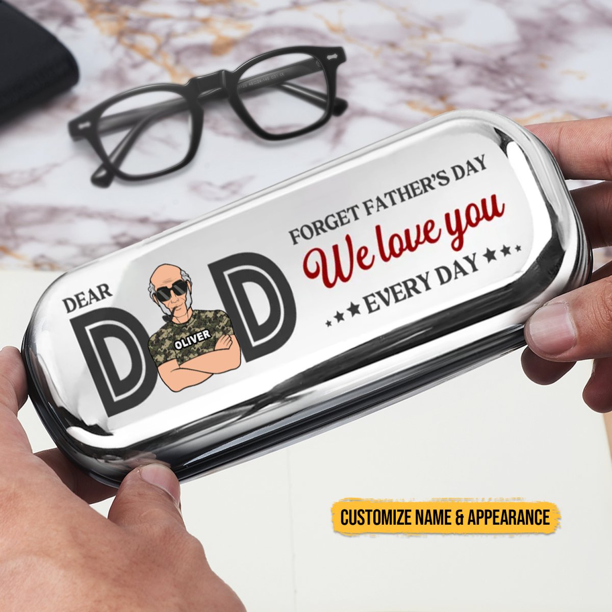 Father - Dad Forget About Father's Day - Personalized Chrome Glasses Case Box - Makezbright Gifts