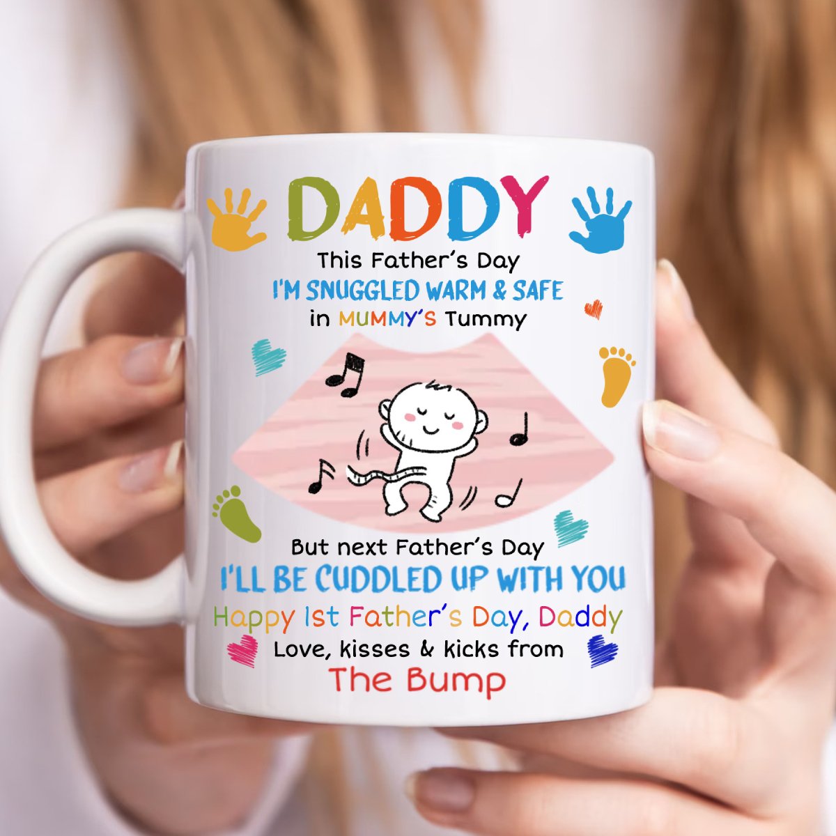 Father - Daddy, This Father's Day I'm Snuggled Warm & Safe In Mummy's Tummy - Personalized Mug - Makezbright Gifts