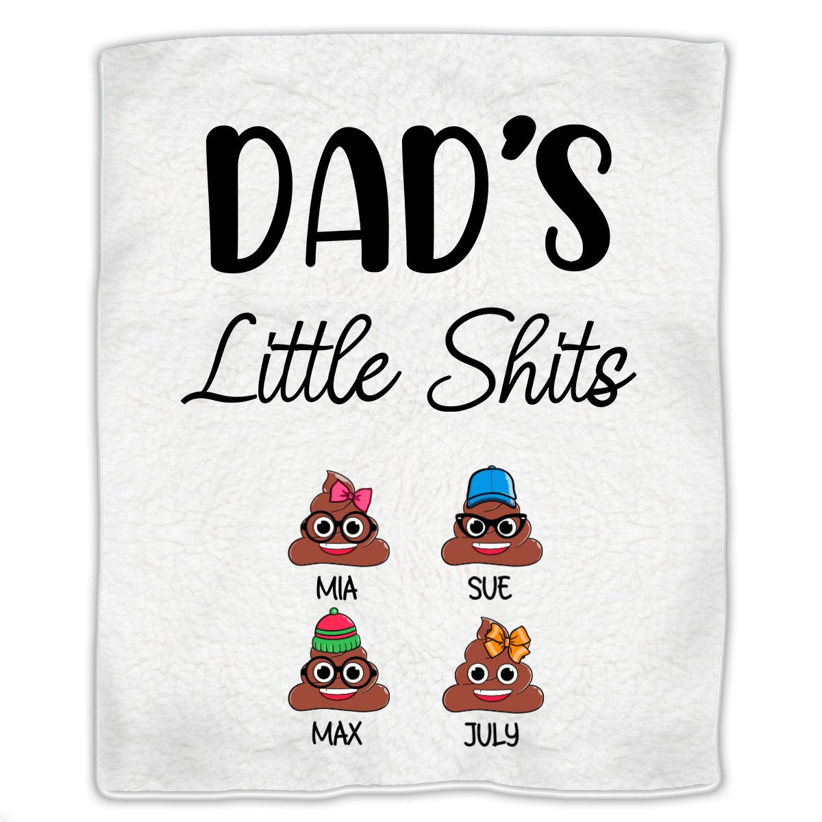 Father - Dad's Little Shits - Personalized Blanket - Makezbright Gifts