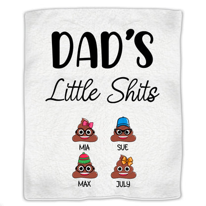 Father - Dad's Little Shits - Personalized Blanket - Makezbright Gifts