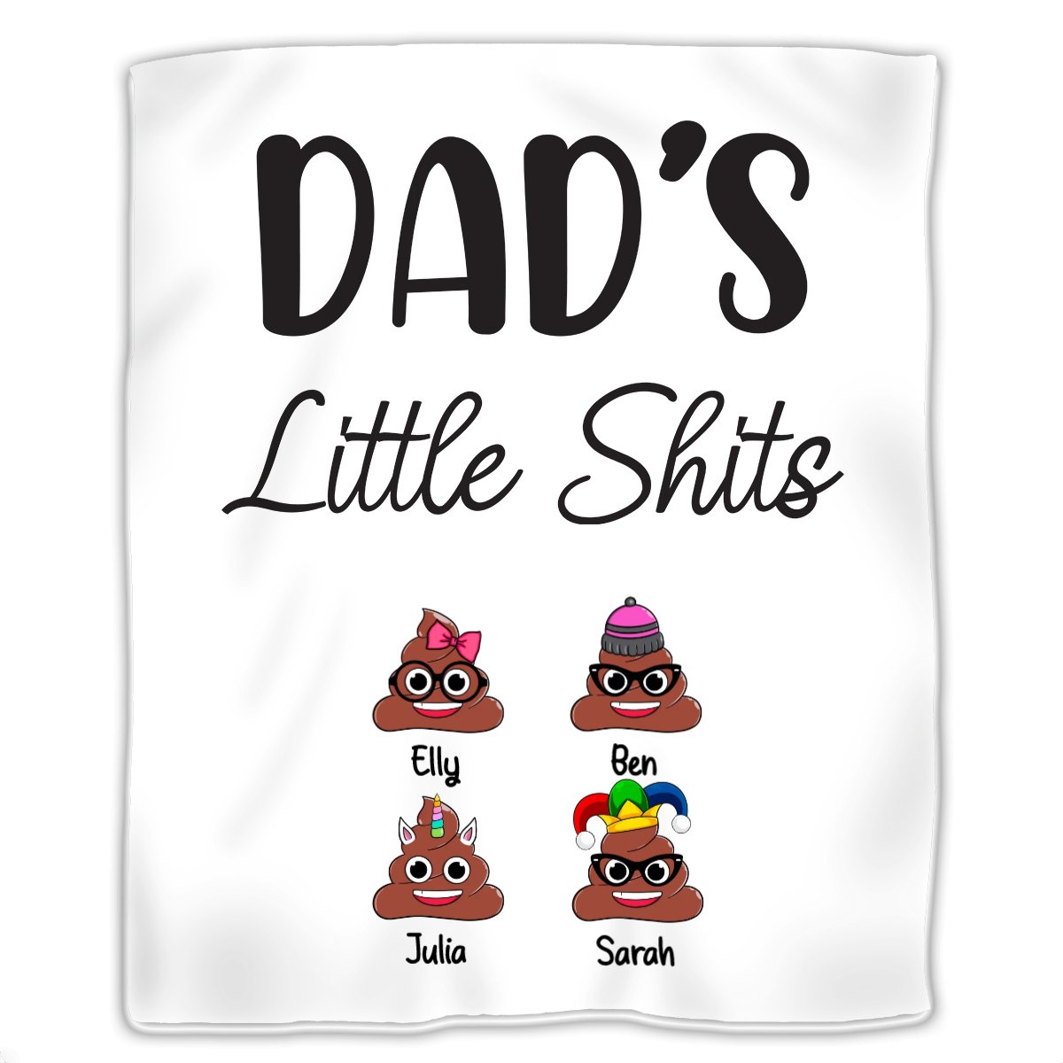 Father - Dad's Little Shits - Personalized Blanket - Makezbright Gifts