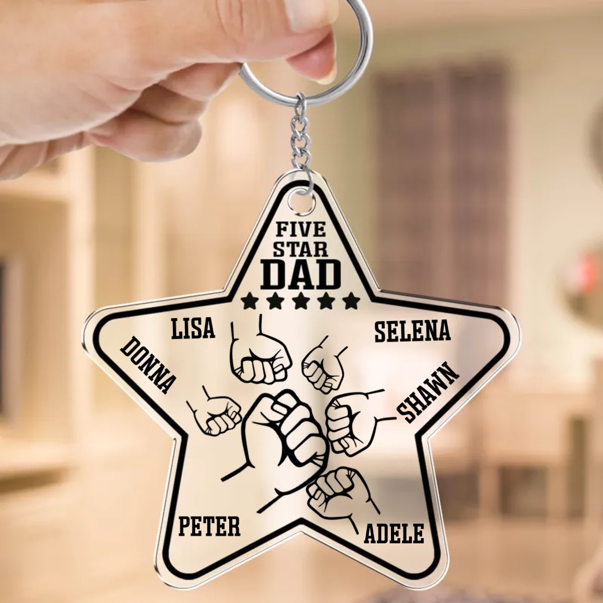 Father - Five Star Dad - Personalized Acrylic Keychain (HJ) - Makezbright Gifts