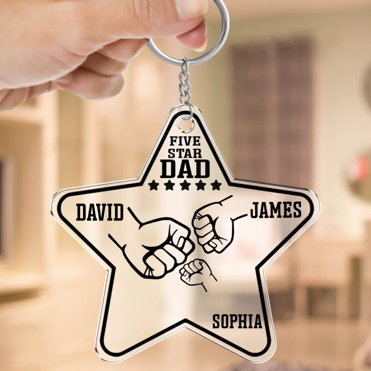 Father - Five Star Dad - Personalized Acrylic Keychain (HJ) - Makezbright Gifts