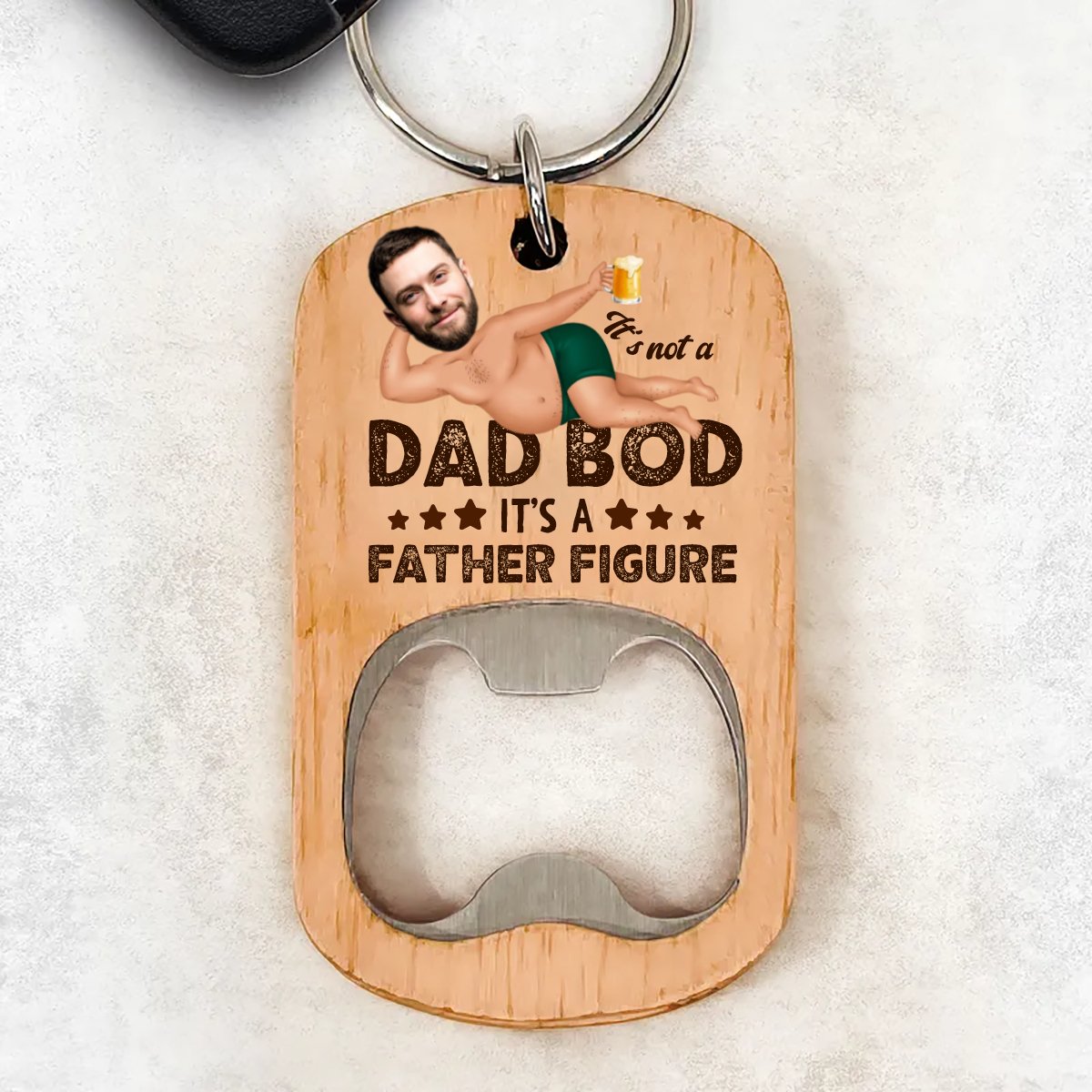 Father - It's Not A Dad Bod - Personalized Bottle Opener Photo Keychain - Makezbright Gifts