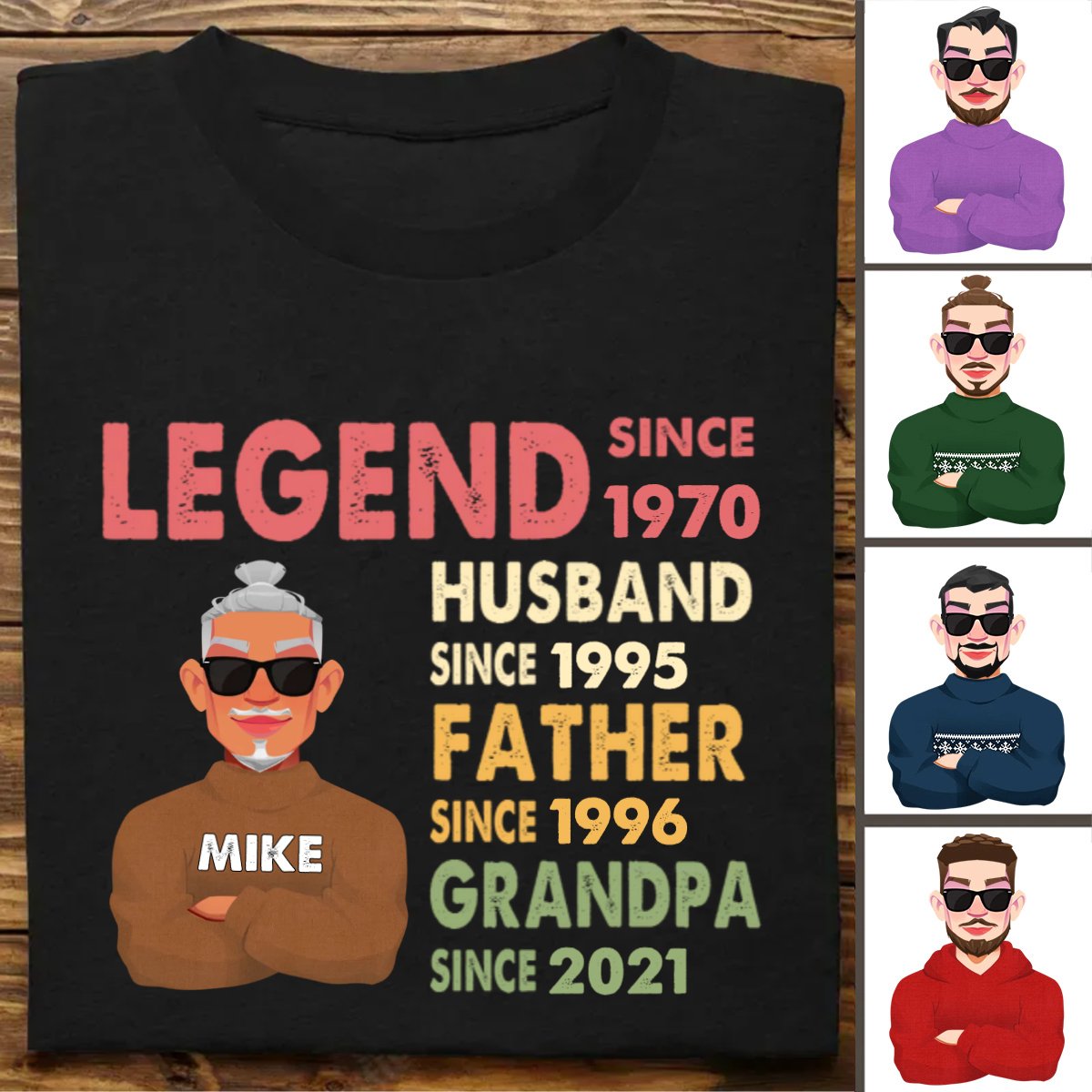Discover Father - Legend Husband Daddy Grandpa Custom Title - Personalized T-shirt