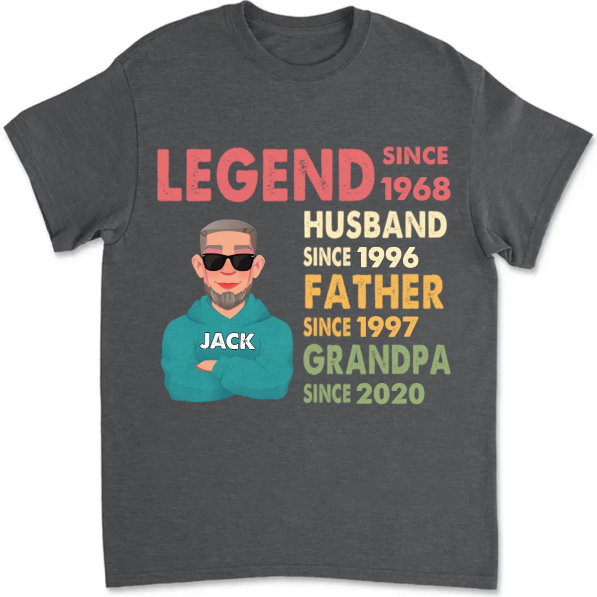 Father - Legend Husband Daddy Grandpa Custom Title - Personalized T - shirt - Makezbright Gifts