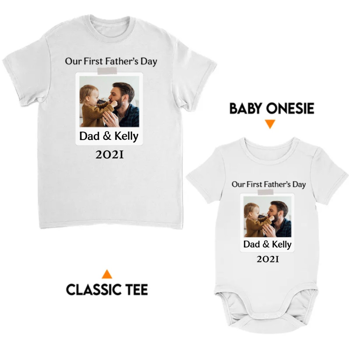 Father - Our First Father's Day - Personalized Photo Matching Shirt - Makezbright Gifts