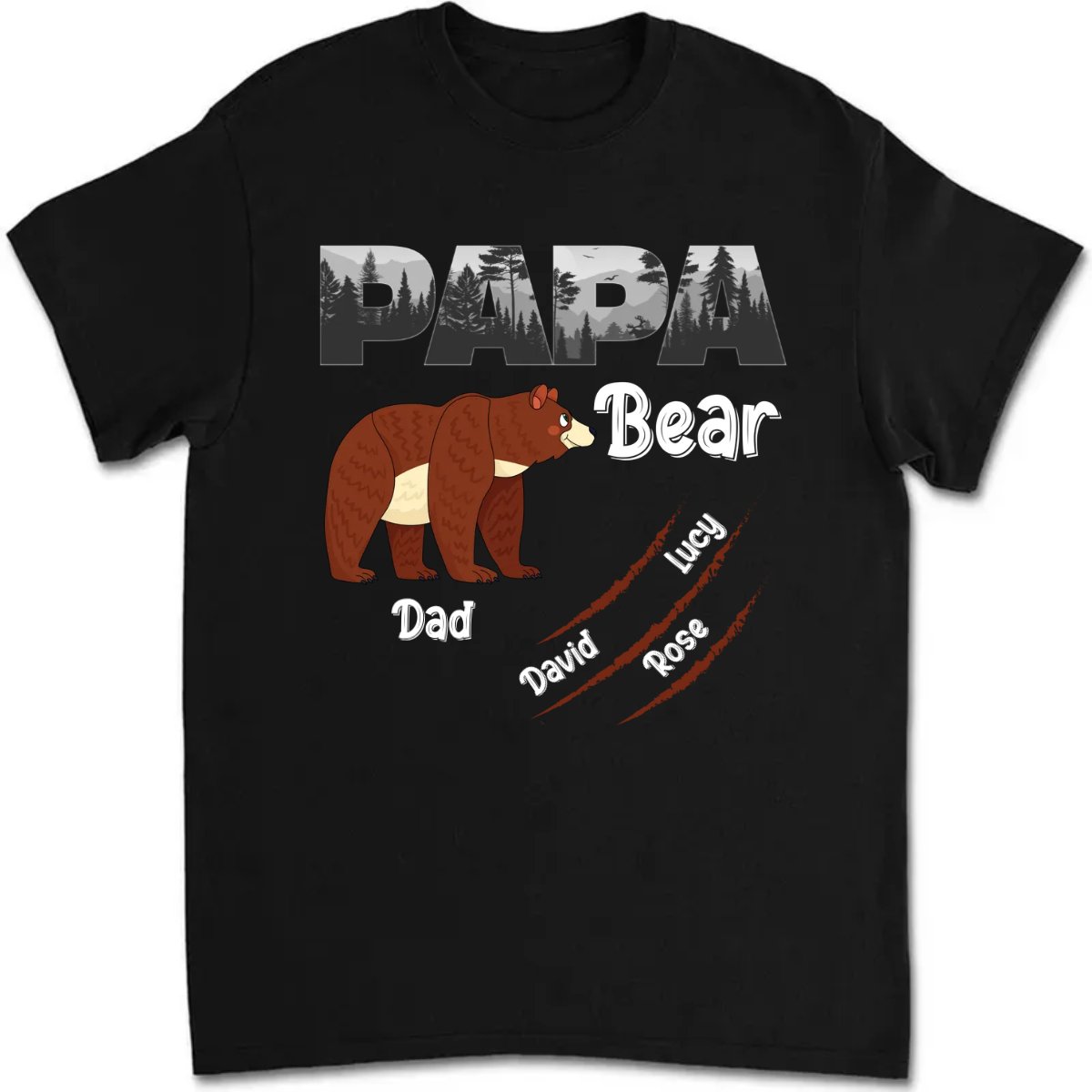 Father - Papa Bear - Personalized T - Shirt - Makezbright Gifts