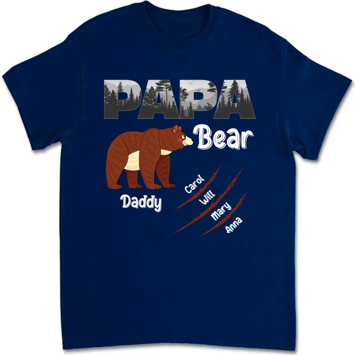 Father - Papa Bear - Personalized T - Shirt - Makezbright Gifts