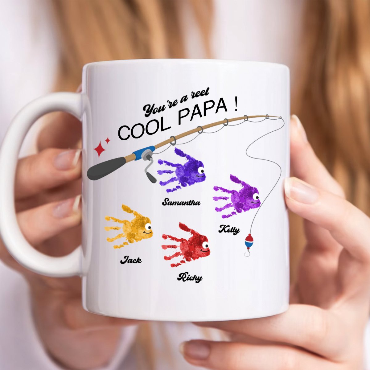 Father - Reel Cool Papa Hands Down - Personalized Mug - Makezbright Gifts