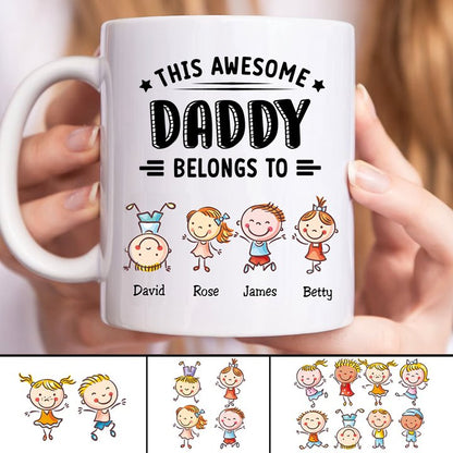 Father - This Awesome Daddy Belongs To - Personalized Mug (QH) - Makezbright Gifts