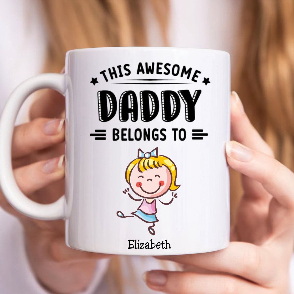 Father - This Awesome Daddy Belongs To - Personalized Mug (QH) - Makezbright Gifts