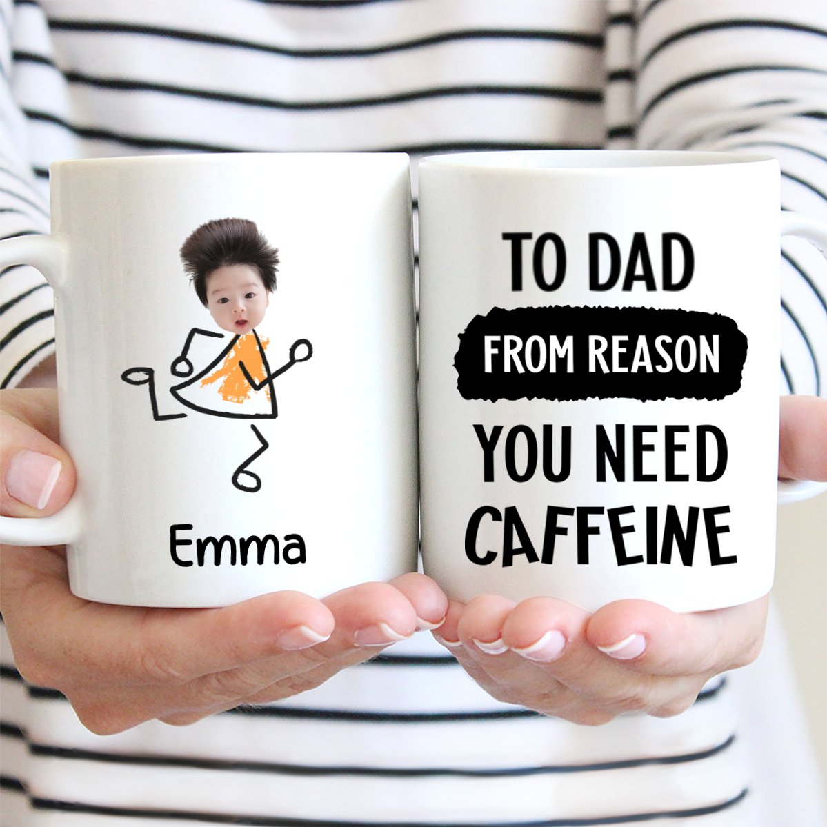 Father - To Dad From Reasons You Need Caffeine - Personalized Photo Mug - Makezbright Gifts