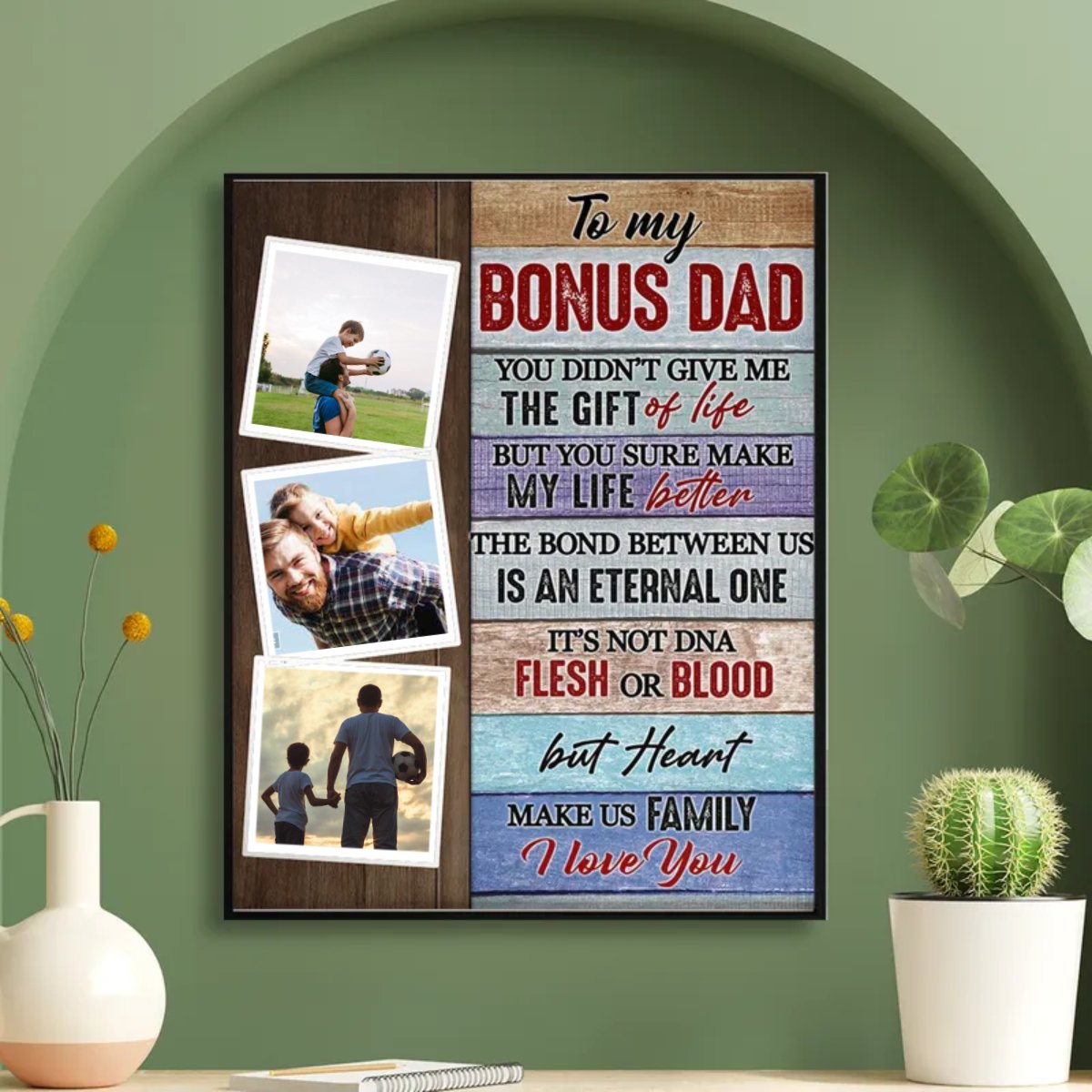 Father - To My Bonus Dad Custom Photo - Personalized Poster - Makezbright Gifts