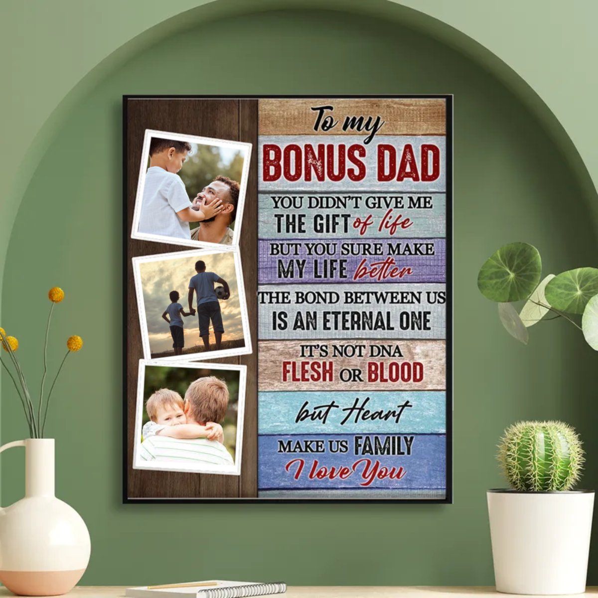 Father - To My Bonus Dad Custom Photo - Personalized Poster - Makezbright Gifts