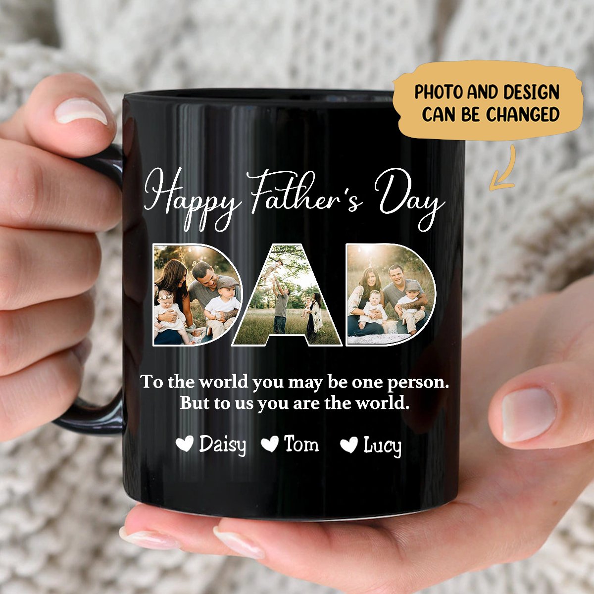 Father - To The World You May Be One Person Dad, But To Me You Are The World - Personalized Mug - Makezbright Gifts